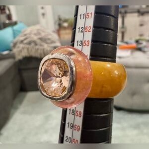 Mounser designer cocktail ring size 7.75 acrylic/crystal FLAWLESS